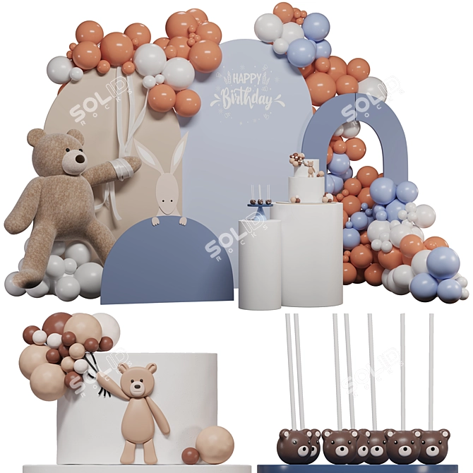 Festive Party Decor Set S01 3D model image 1