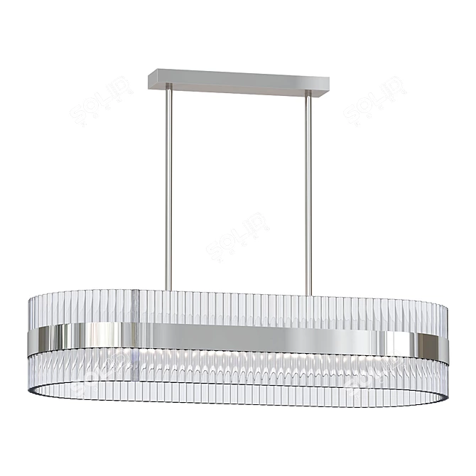 Sleek Rectangular Chandelier Fixture 3D model image 1