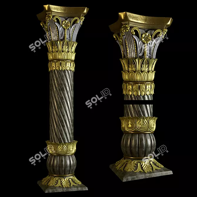 Ornate East Column Facades Kit 3D model image 12