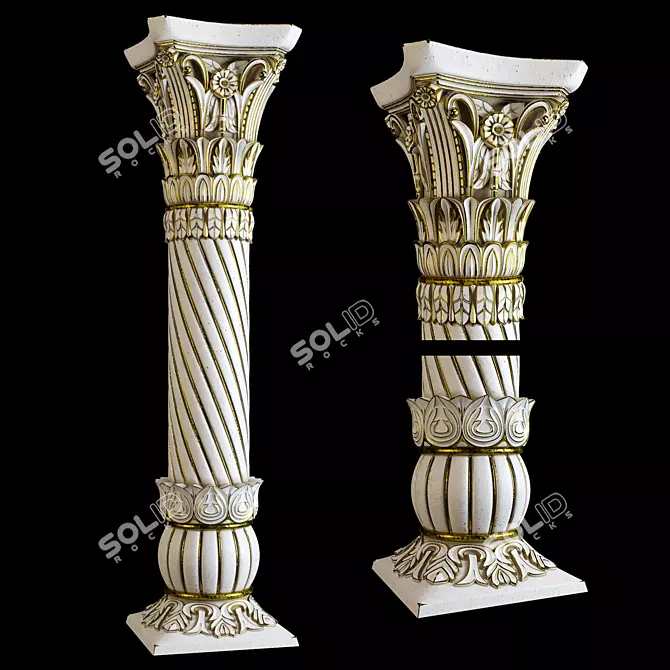 Ornate East Column Facades Kit 3D model image 13