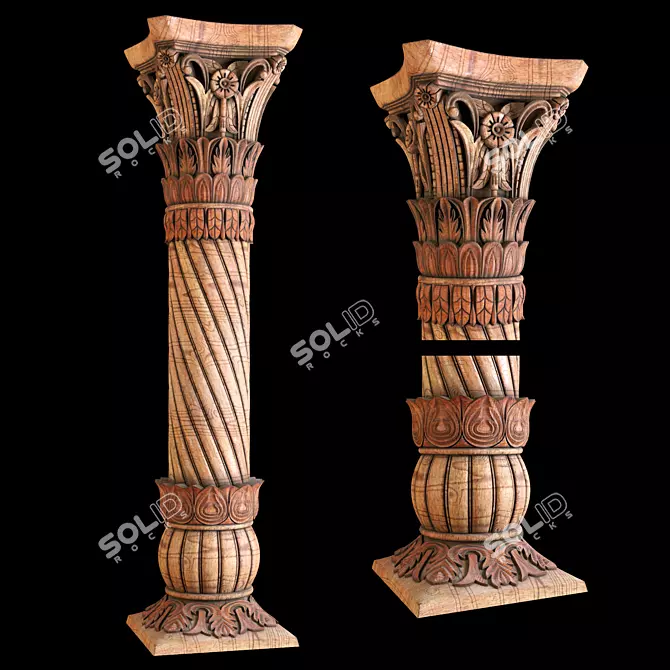 Ornate East Column Facades Kit 3D model image 14