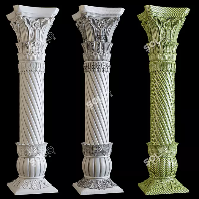 Ornate East Column Facades Kit 3D model image 15