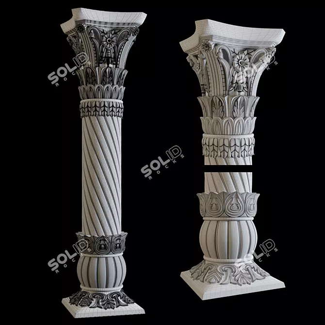 Ornate East Column Facades Kit 3D model image 1