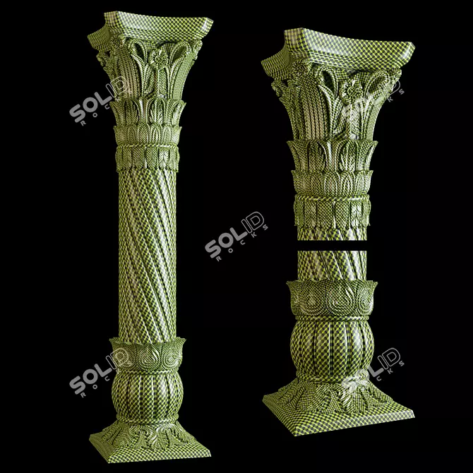 Ornate East Column Facades Kit 3D model image 2