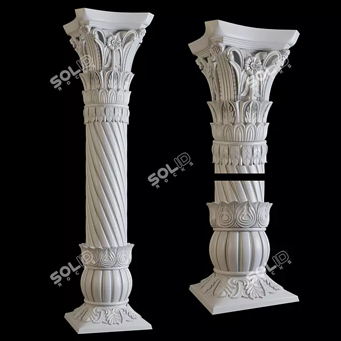 Ornate East Column Facades Kit 3D model image 3