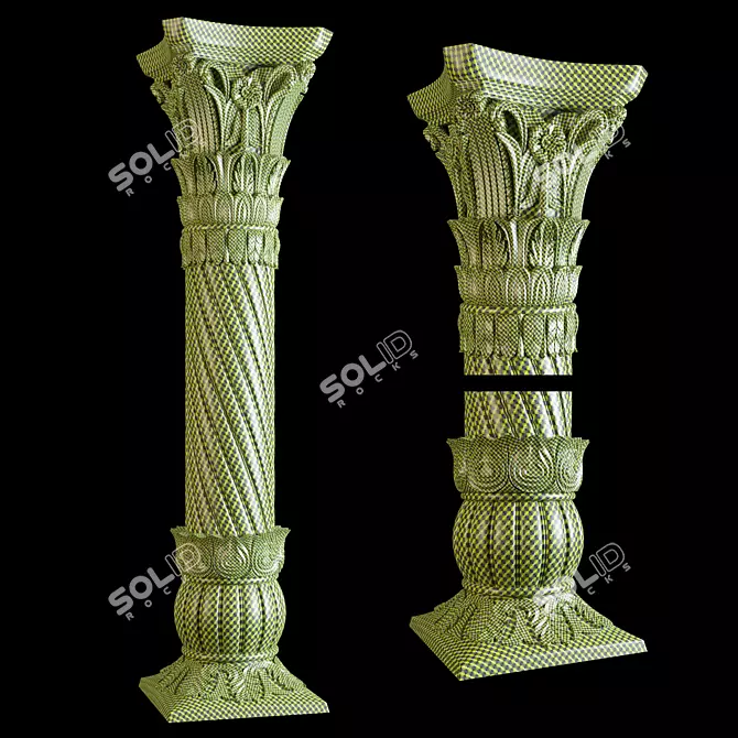 Ornate East Column Facades Kit 3D model image 5