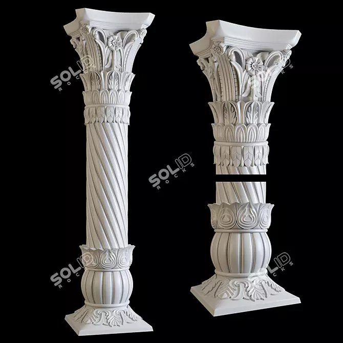 Ornate East Column Facades Kit 3D model image 6