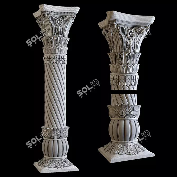 Ornate East Column Facades Kit 3D model image 8