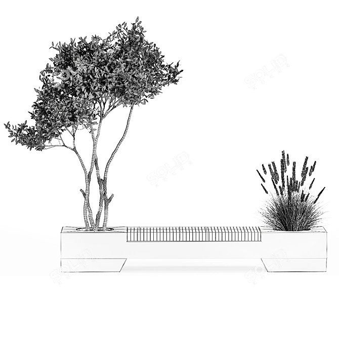 Urban Bench with Olive Wood 3D model image 7