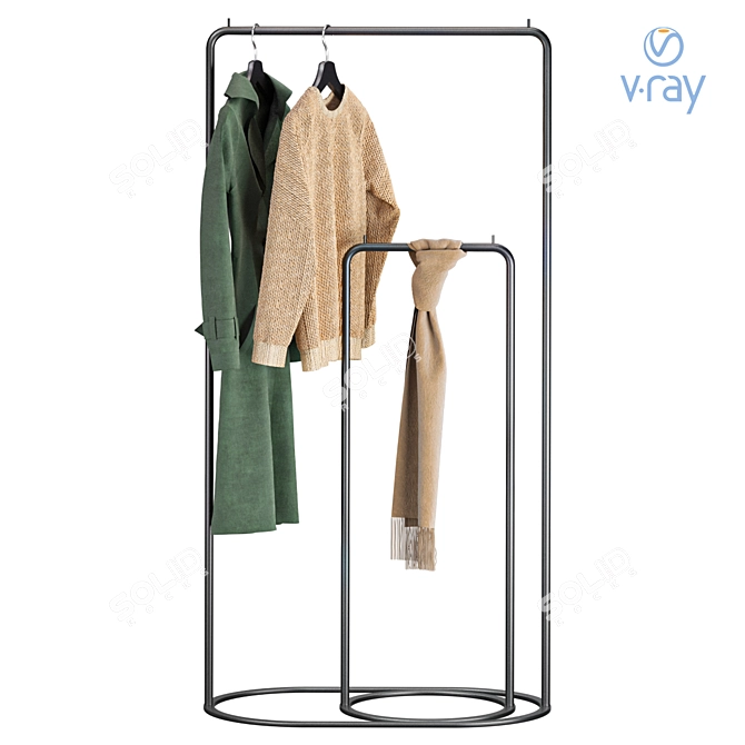 O&O Clothes Rack: Black, Modern 3D model image 2