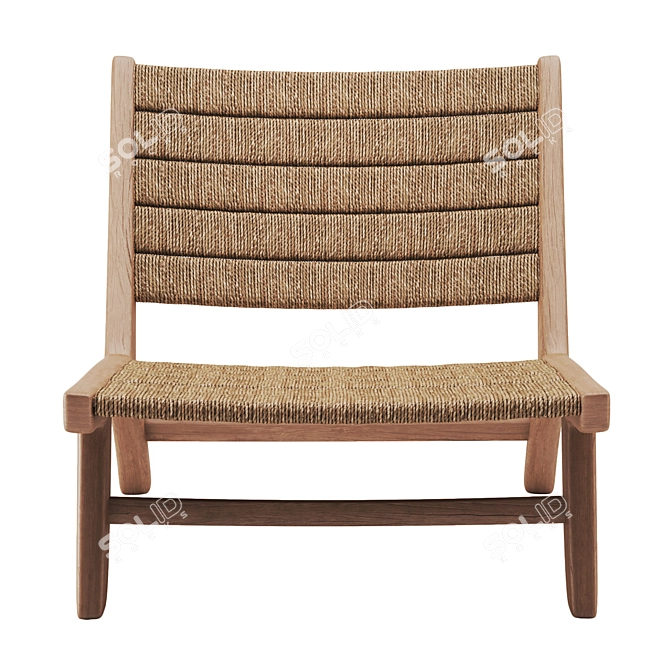 Teak & Abaca Lounge Chair 3D model image 1