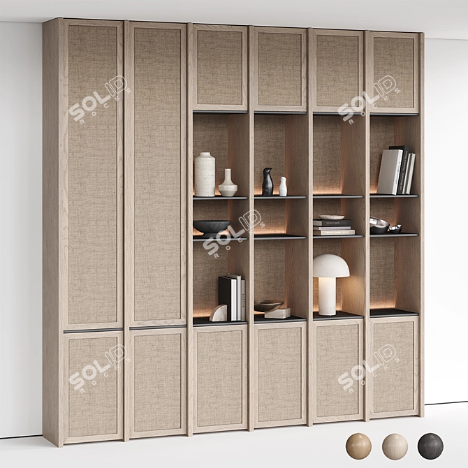 Decorative Display Shelf with Ornaments 3D model image 1