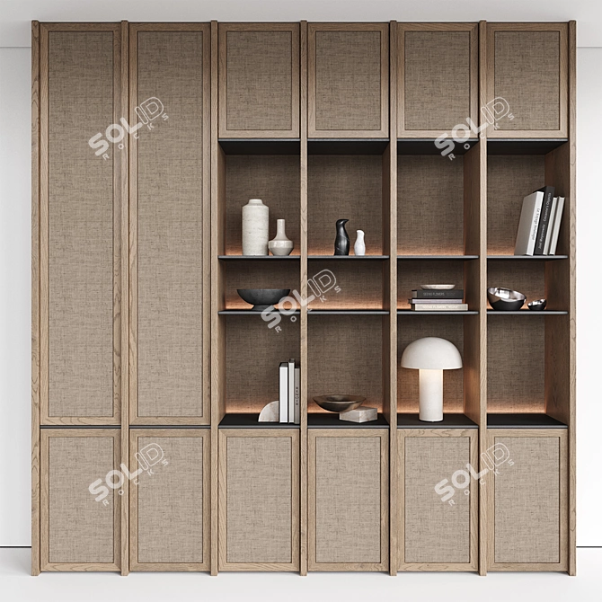 Decorative Display Shelf with Ornaments 3D model image 2