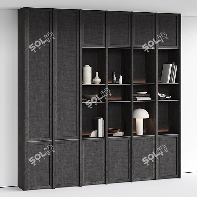 Decorative Display Shelf with Ornaments 3D model image 3