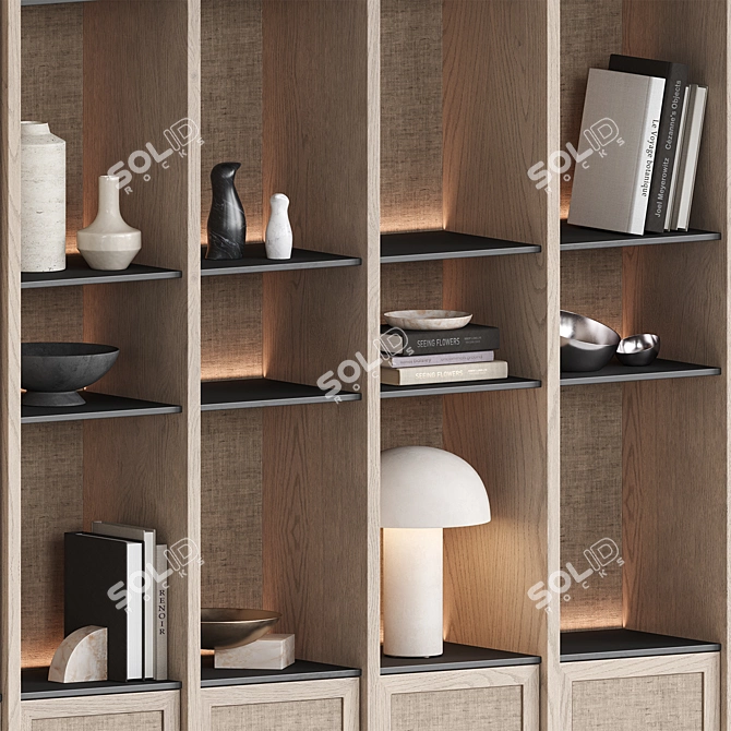 Decorative Display Shelf with Ornaments 3D model image 5