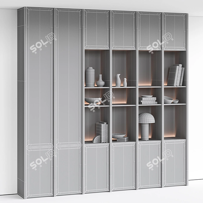 Decorative Display Shelf with Ornaments 3D model image 6