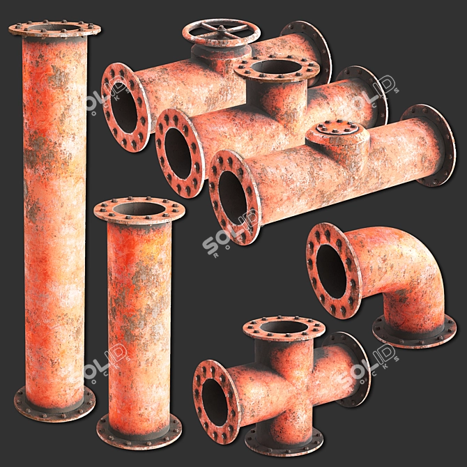 Industrial Pipe Set: 3D Collection 3D model image 1