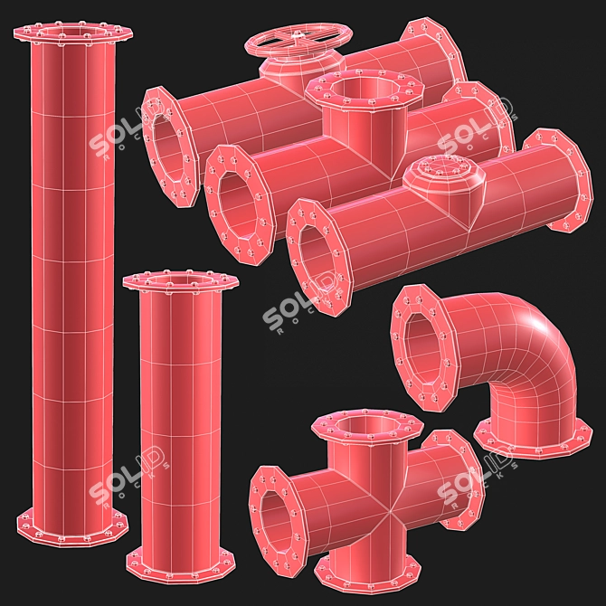 Industrial Pipe Set: 3D Collection 3D model image 2