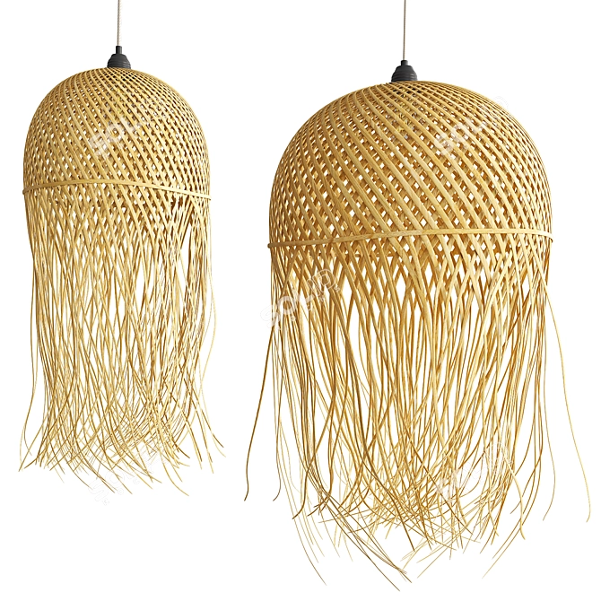 Rustic Bamboo Pendant Lights 3D model image 2