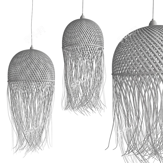 Rustic Bamboo Pendant Lights 3D model image 3