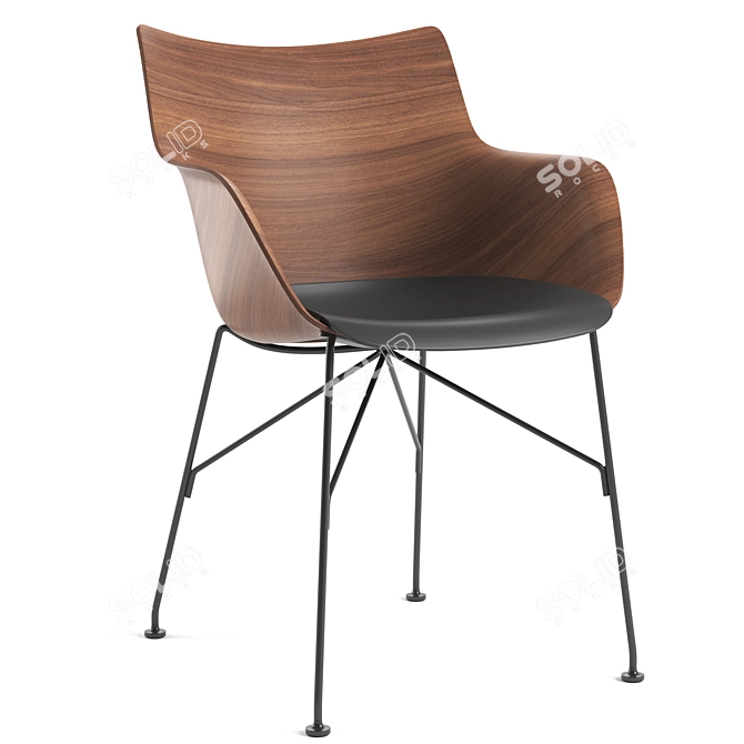 Modern Kartell Q/Wood Chair 3D model image 1