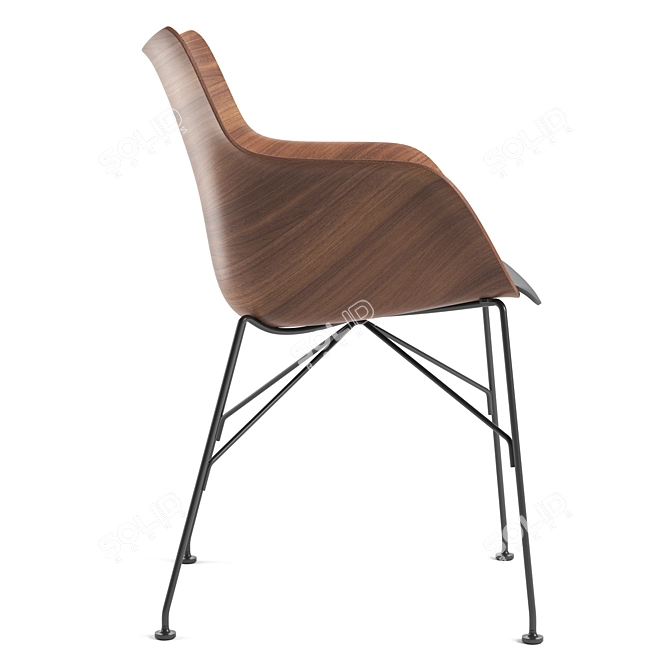 Modern Kartell Q/Wood Chair 3D model image 2