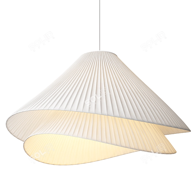 White Pendant Fabric Lampshade 3D model image 1