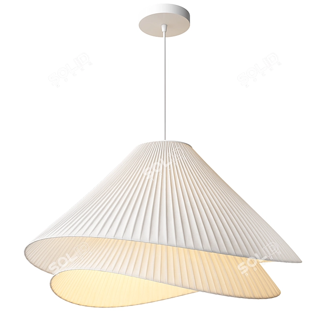 White Pendant Fabric Lampshade 3D model image 3