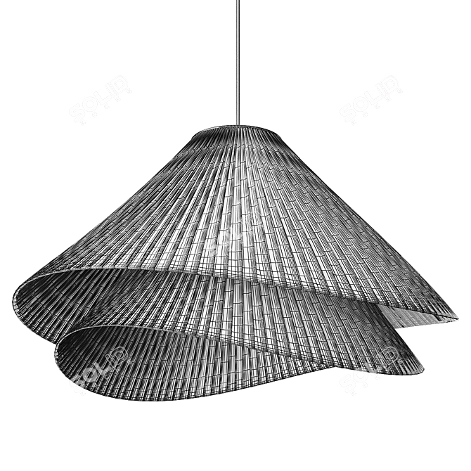 White Pendant Fabric Lampshade 3D model image 5