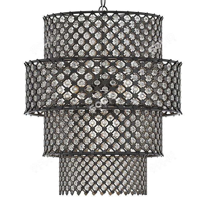 Elegant Antique Black Crystal Chandelier 3D model image 1