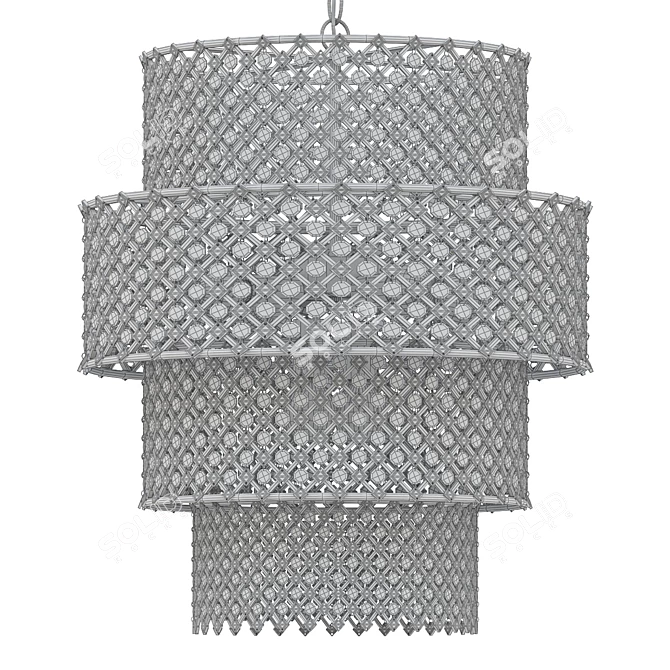 Elegant Antique Black Crystal Chandelier 3D model image 2