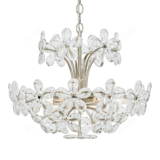 Elegant Crystal Flower Chandelier 3D model image 1