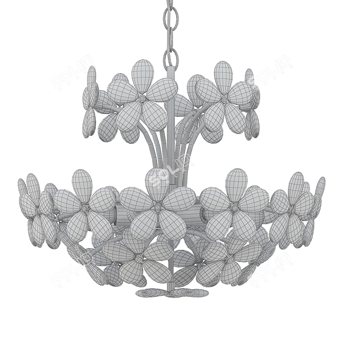 Elegant Crystal Flower Chandelier 3D model image 2