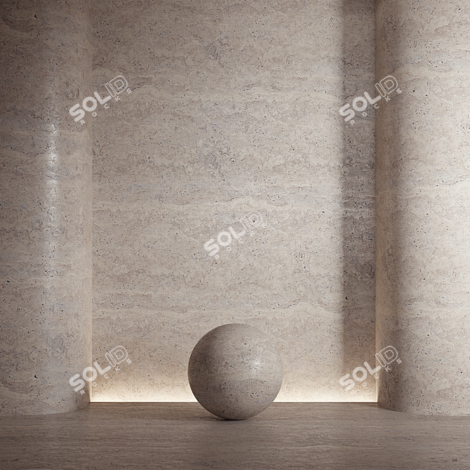 Travertine Stone Material Texture 3D 3D model image 2