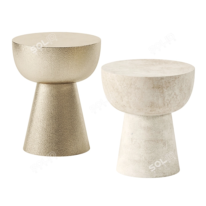 Modern Metal and Concrete Table 3D model image 1