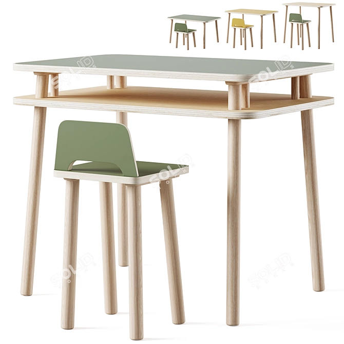 Modern Adjustable Evolving Table Set 3D model image 1
