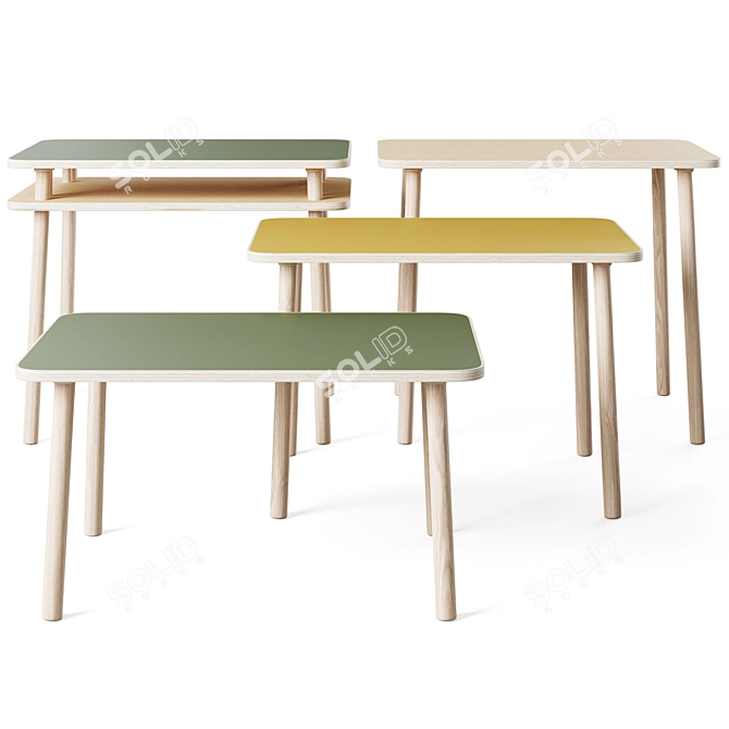 Modern Adjustable Evolving Table Set 3D model image 6