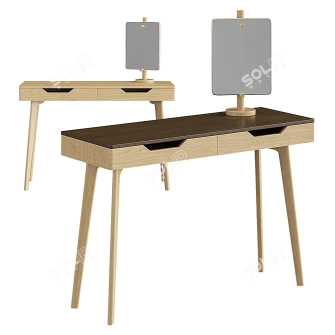 Elva Vanity Table Oak Cream 3D model image 1