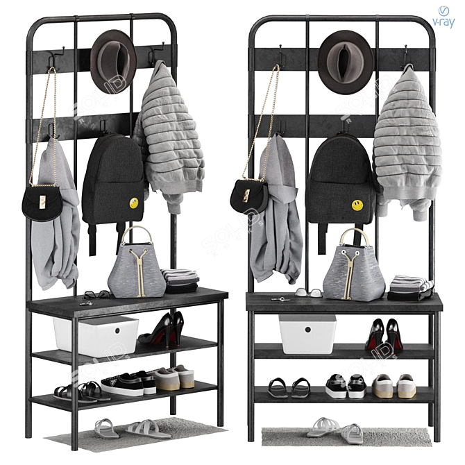 IKEA PINNIG Coat Rack Organizer 3D model image 1