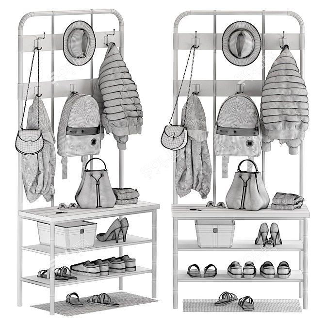 IKEA PINNIG Coat Rack Organizer 3D model image 2