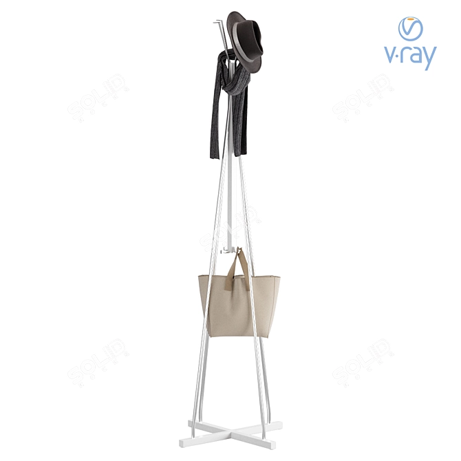 White 193 cm Coat Hanger 3D model image 1