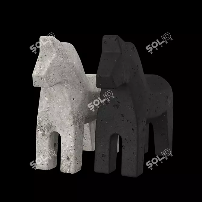 Dala Horse Concrete Statuettes Set 3D model image 1