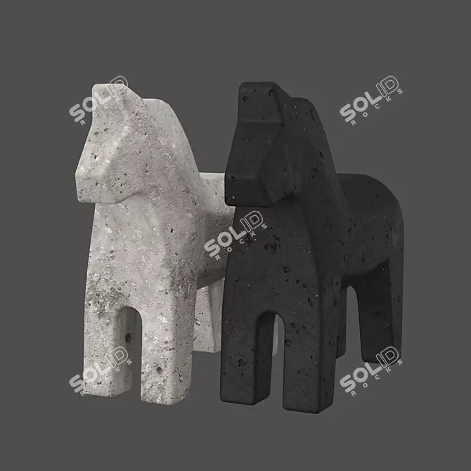 Dala Horse Concrete Statuettes Set 3D model image 4