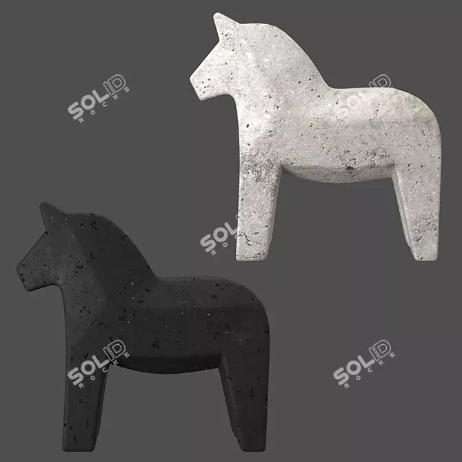 Dala Horse Concrete Statuettes Set 3D model image 5