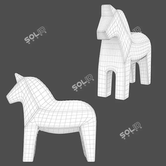 Dala Horse Concrete Statuettes Set 3D model image 6