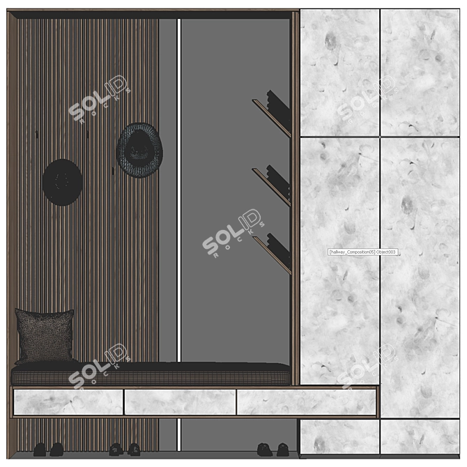  Modern Entryway Wall Decor 3D model image 2