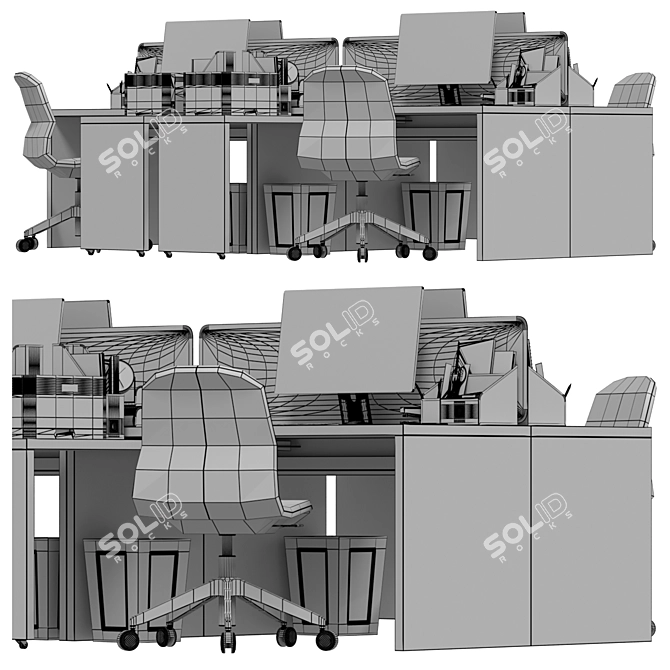 Modern Office Workspace Set 3D model image 6