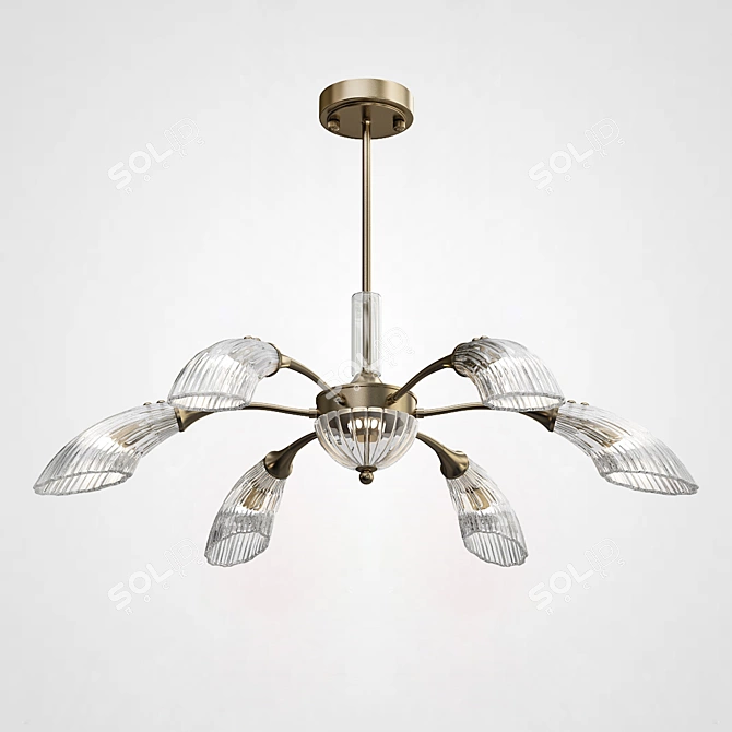 Radiant Glass Leaf Chandelier Set 3D model image 3