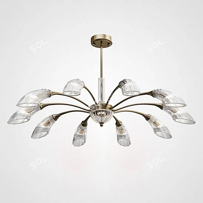 Radiant Glass Leaf Chandelier Set 3D model image 4