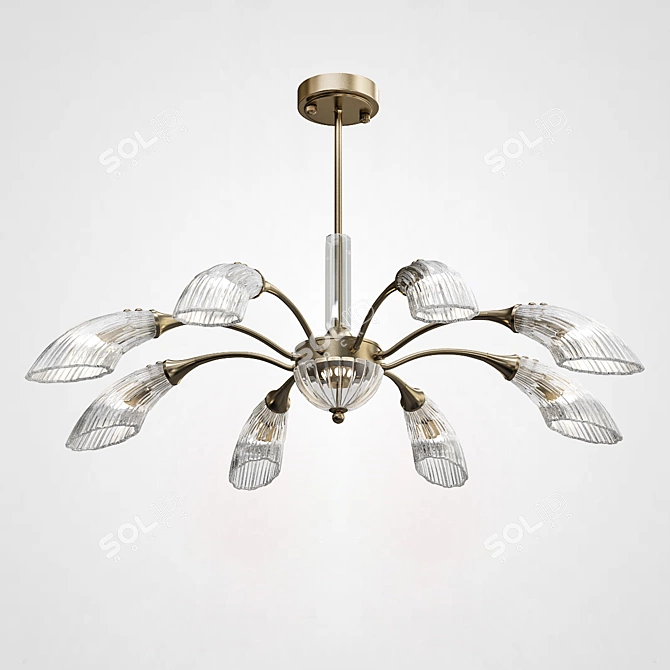 Radiant Glass Leaf Chandelier Set 3D model image 5